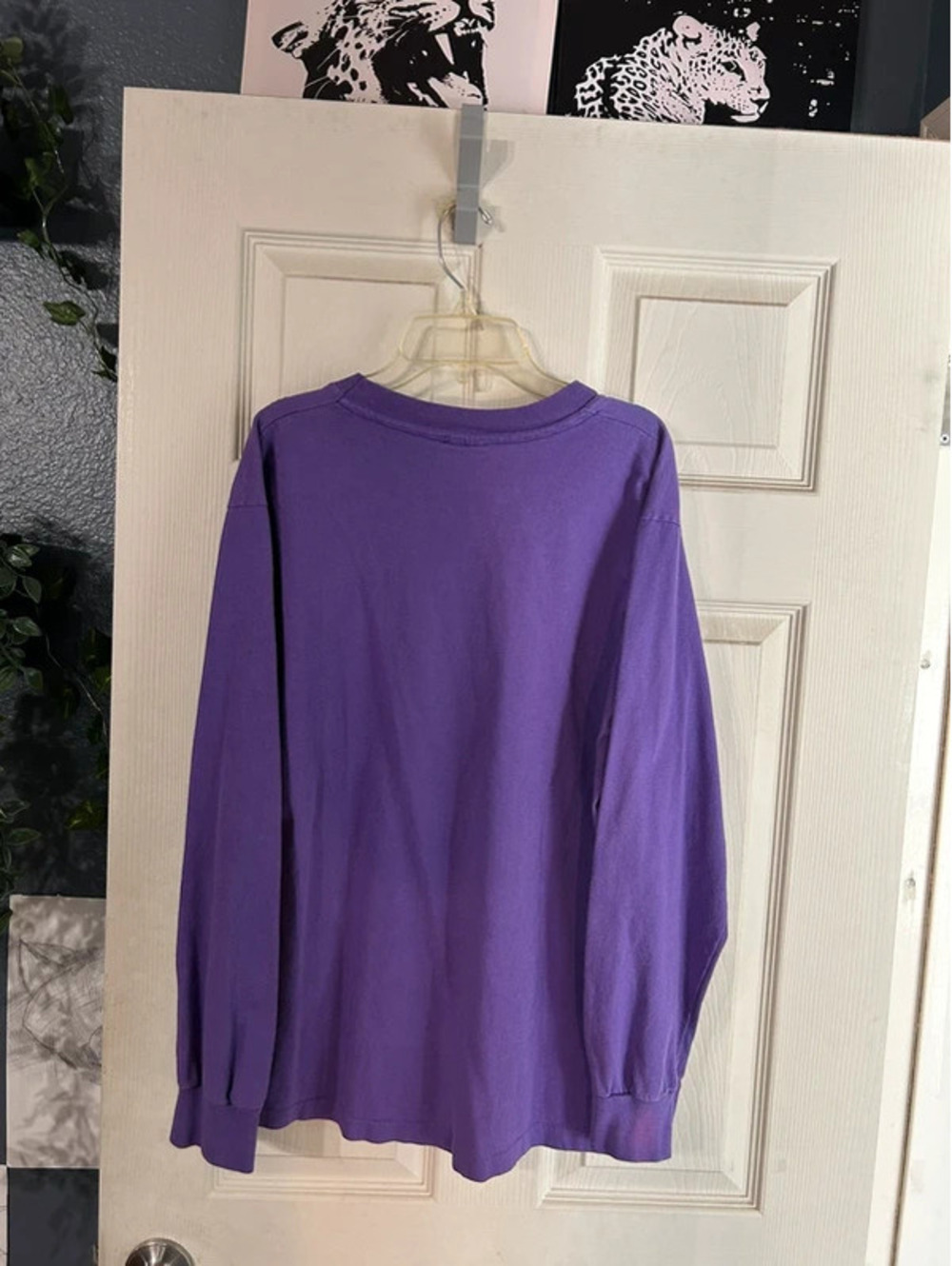 Guess purple long sleeve shirt with white 'Guess?' logo - Picture 3 of 3